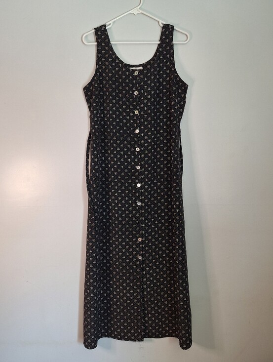 Worthington Dresses & Skirts - Vintage 90s Black Floral Button-Front Midi Dress